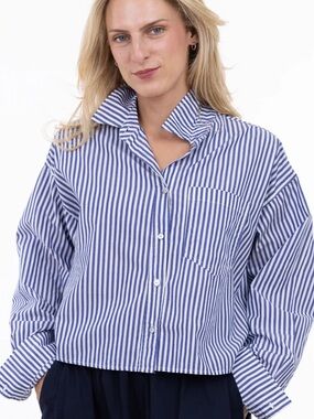 Shannon Passero Cotton Preppy Striped Button Down Shirt Size M
